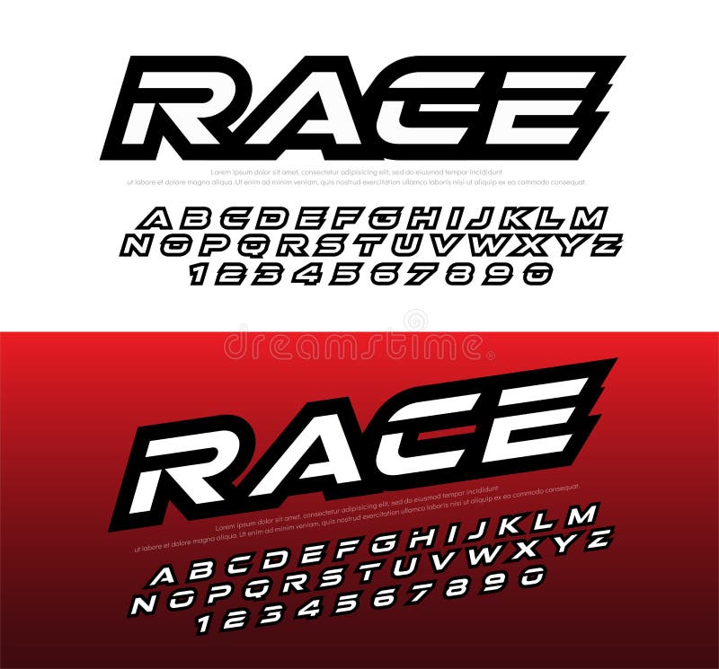 Sport modern alphabet and number fonts. Racing typography italic font uppercase, lowercase and numbers vector illustrator. Sport modern alphabet and number fonts. Racing typography italic font uppercase, lowercase and numbers vector illustrator