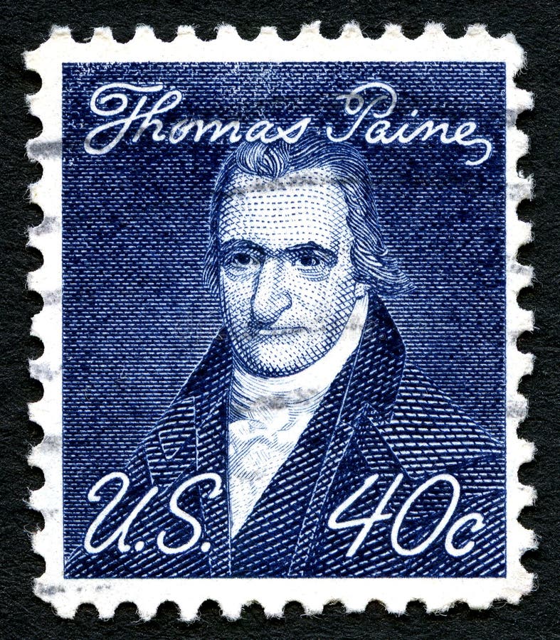 UNITED STATES OF AMERICA - CIRCA 1968: A used postage stamp from the USA, depicting a portrait of English-American political activist, philosopher, political theorist, and revolutionary Thomas Paine, circa 1968. UNITED STATES OF AMERICA - CIRCA 1968: A used postage stamp from the USA, depicting a portrait of English-American political activist, philosopher, political theorist, and revolutionary Thomas Paine, circa 1968.