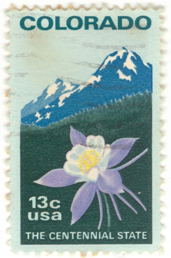 Canceled 13 cent United States of America Colorado stamp. The Centennial State. Canceled 13 cent United States of America Colorado stamp. The Centennial State.