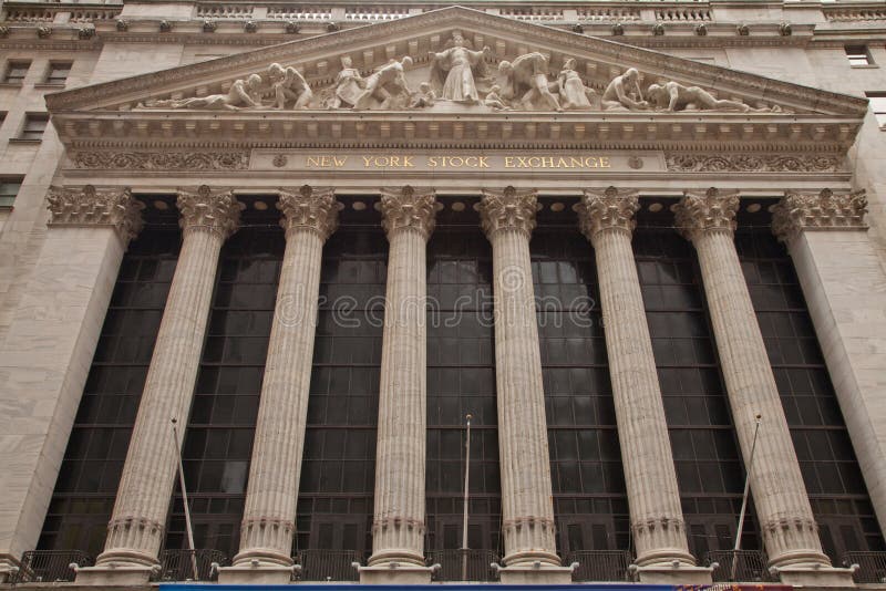 New York Stock Exchange, front view. New York Stock Exchange, front view