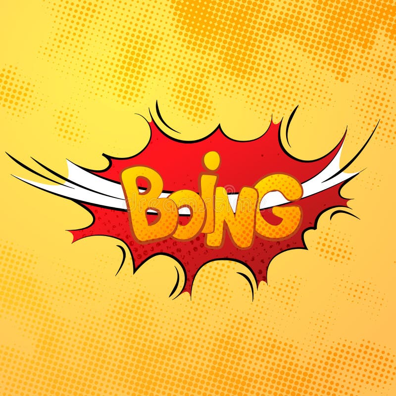 Шумовой эффект комиксов Boing с картиной полутонового изображения на желтом цвете бесплатная иллюстрация Шумовой эффект комиксов Boing с картиной полутонового изображения на желтом цвете бесплатная иллюстрация