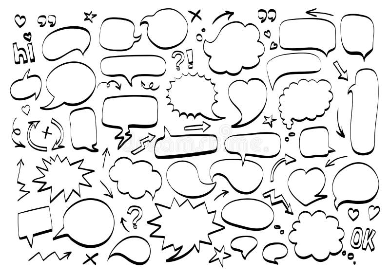 Шуточный значок doodle пузыря речи, текстовое сообщение Элементы дизайна шаржа иллюстрация штока