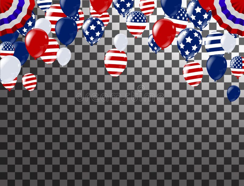 4-ый из Дня независимости США в июле счастливого белый, голубой и красный шарик иллюстрация вектора 4-ый из Дня независимости США в июле счастливого белый, голубой и красный шарик иллюстрация вектора