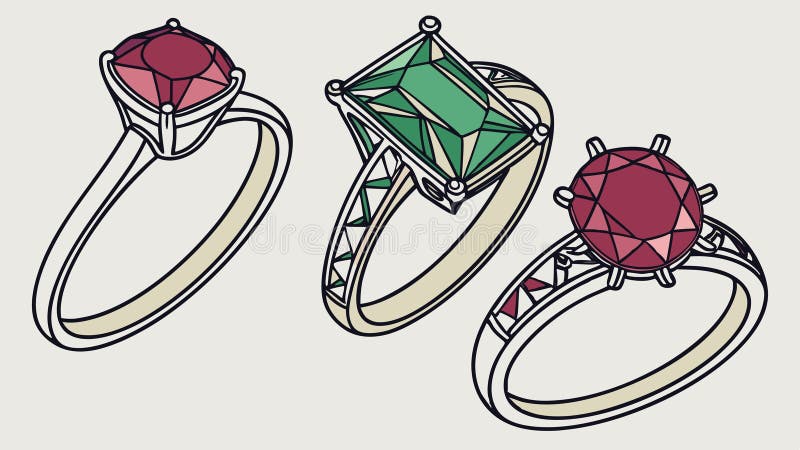 Элегантное трио ювелирных колец Gemstone Rings бесплатная иллюстрация