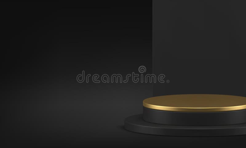 Элегантный салон 3d black luxury podium для демонстрации реалистичного вектора иллюстрация вектора