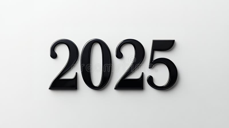 Элегантный черный номер 2025 идеально подходит для новых годов карты и календари иллюстрация штока