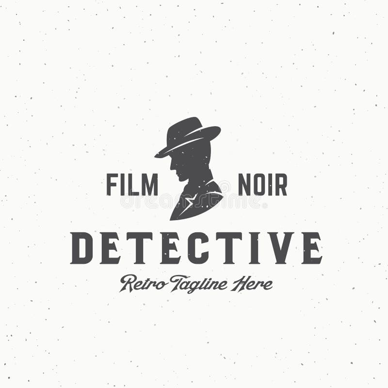 Эмблема вектора фильма Noir сыщицкие абстрактные винтажные, ярлык или шаблон логотипа Человек в силуэте шляпы с ретро иллюстрация вектора Эмблема вектора фильма Noir сыщицкие абстрактные винтажные, ярлык или шаблон логотипа Человек в силуэте шляпы с ретро иллюстрация вектора