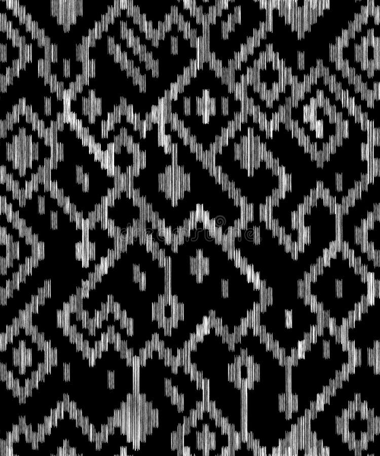 Этническое абстрактное геометрическое ikat несенное вне делает по образцу в черно-белом, вектор иллюстрация штока Этническое абстрактное геометрическое ikat несенное вне делает по образцу в черно-белом, вектор иллюстрация штока