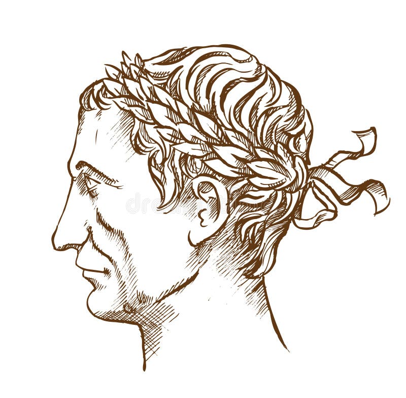 Julius Caesar,  Roman politician and general vintage line drawing. Julius Caesar,  Roman politician and general vintage line drawing