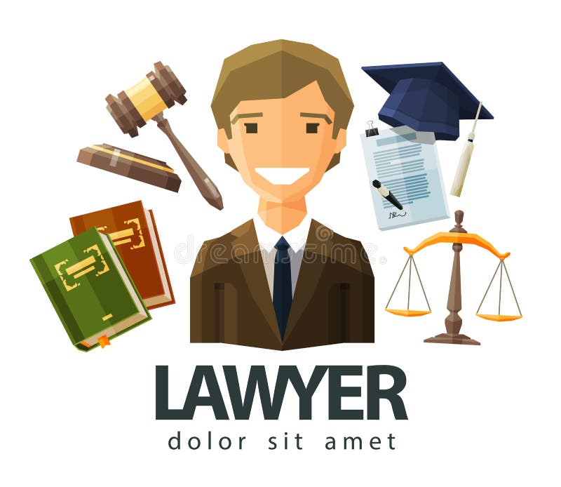 Happy lawyer in a business suit. vector. flat illustration. Happy lawyer in a business suit. vector. flat illustration