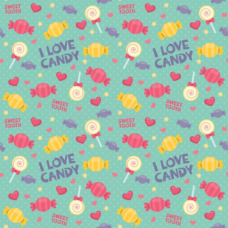 Я люблю попа Lolly конфеты чеканю зеленую безшовную иллюстрацию вектора точки польки картины плоскую иллюстрация штока