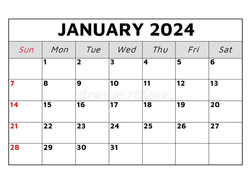 январь 2024. векторная иллюстрация иллюстрация вектора