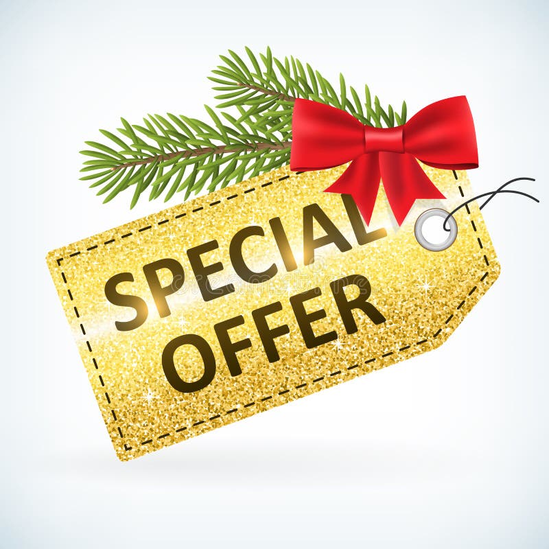 Christmas golden glitter special offer business sale delivery with bow and twig .Isolated from background. layered. Christmas golden glitter special offer business sale delivery with bow and twig .Isolated from background. layered.