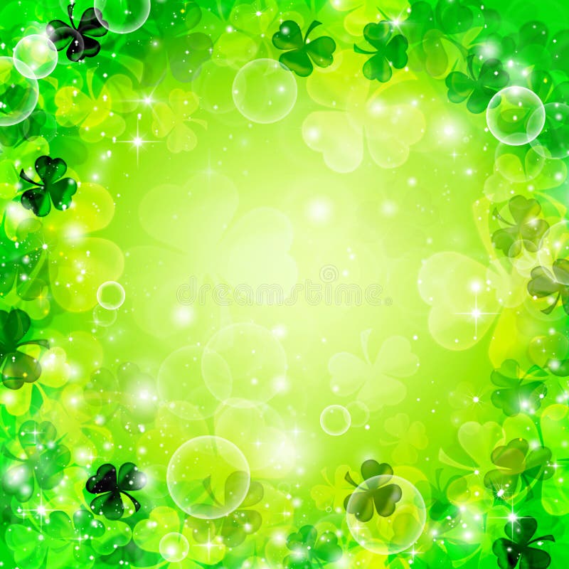 Яркая ая-зелен предпосылка, день St. Patrick, праздник, Ирландия, зеленый, желтая, предпосылка весны, Shamrock клевера, градиент иллюстрация штока