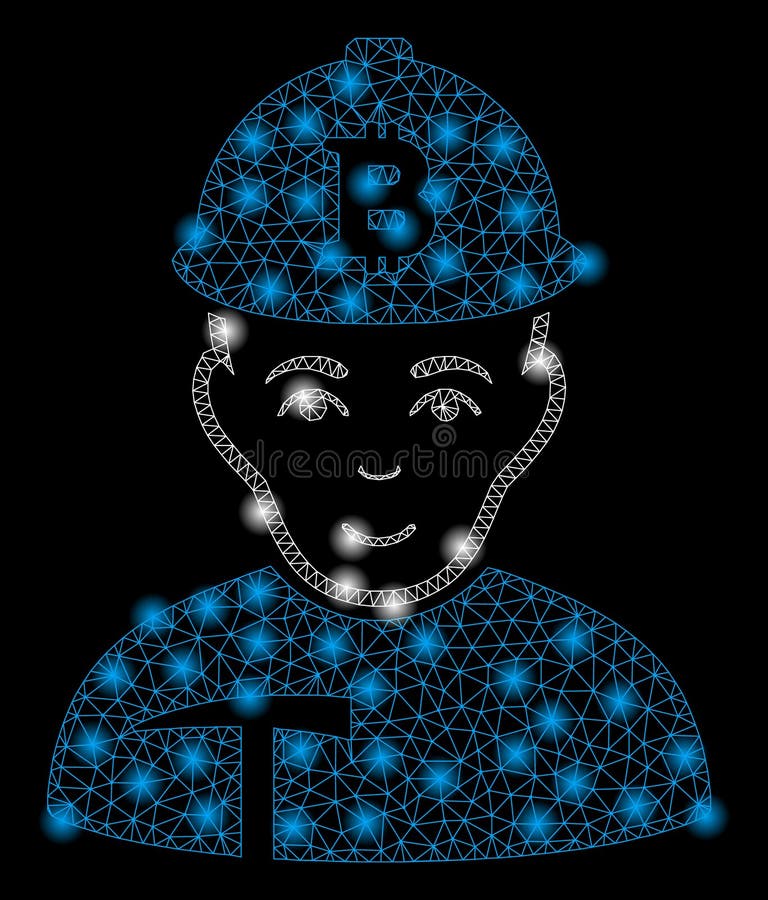 Яркая горнорабочий Bitcoin туши сетки со светлыми пятнами иллюстрация штока