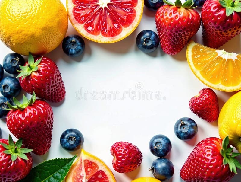 Яркий коллаж Летние фрукты Вкусное представление свежих питательных ягод и фруктов иллюстрация вектора