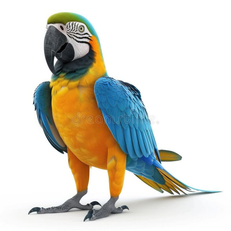 Яркий попугай BlueandGold Macaw изолирован на белом фоне иллюстрация вектора