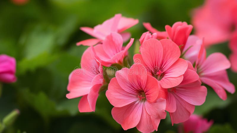 яркий розовый geraniums closeup снимок иллюстрация штока