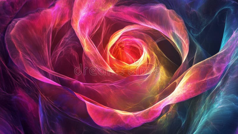Яркое красочное абстрактное цифровое искусство Rose иллюстрация штока