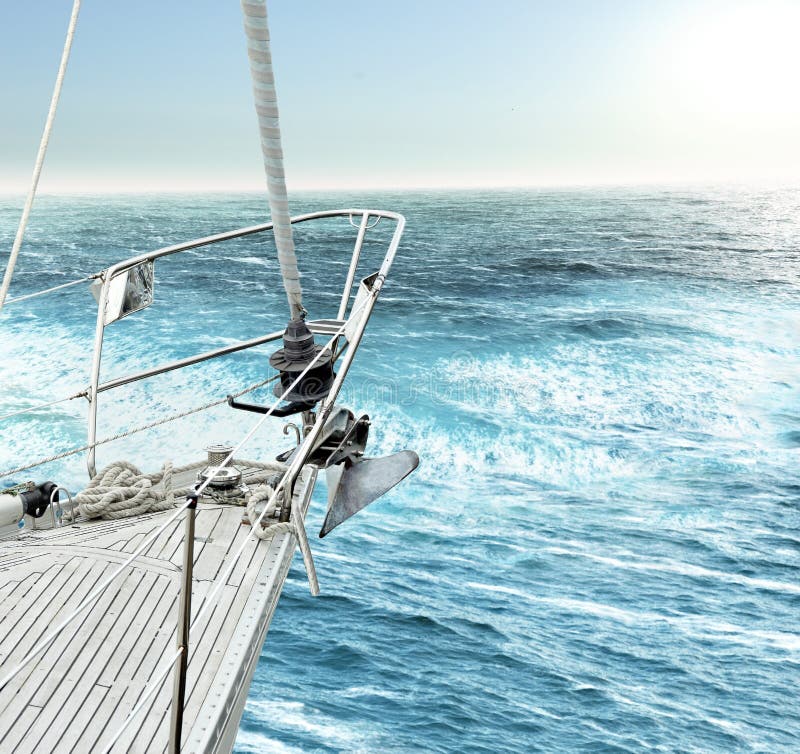 Яхта в океане стоковое изображение. изображение насчитывающей день ...