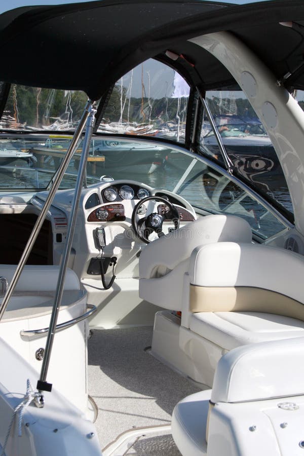 Interior steering wheel area in a yacht. Interior steering wheel area in a yacht