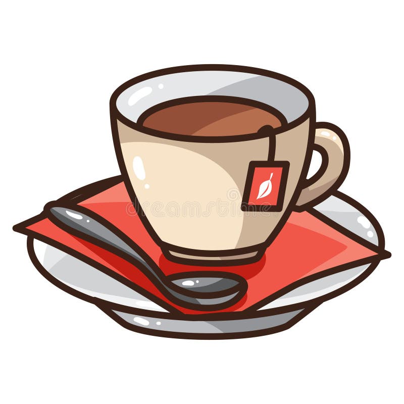 Vector illustration of cartoon cap of tea