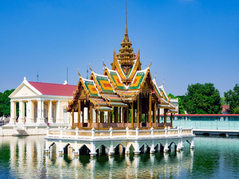 à¸ºBuilding Mid water Pattern Style Thai architecture and Europe architecture at,Bang Pa In Royal Palace Ayutthaya Thailand