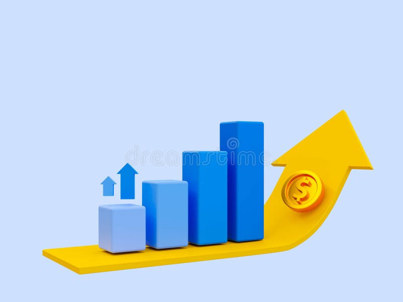 3.?? análisis mínimo de datos. finanzas en alza. moneda de refuerzo. un gráfico de barras con una flecha subiendo. ilustración del vector