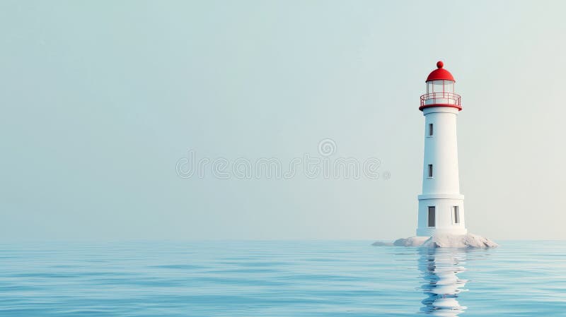 3.?? banner de faro aislado y realista sobre fondo azul claro. Banner aislado y minimalista 3d realista con faro y océano a la derecha sobre fondo azul claro. estilo retro para cruceros marítimos. imagen no superior a 14 del lienzo ar 16 9 q 2