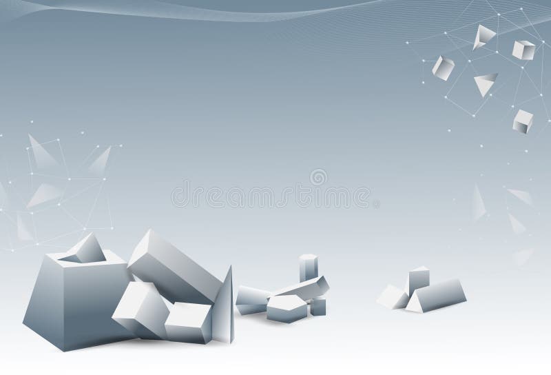 3.?? fondo de cubo blanco. formas geométricas abstractas. elementos mínimos. composición de formularios polígonos. conectar espaci libre illustration