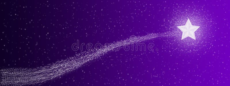 Abstract image of glowing shooting star or flying comet in the dark purple sky for background, banner or poster. Abstract image of glowing shooting star or flying comet in the dark purple sky for background, banner or poster.