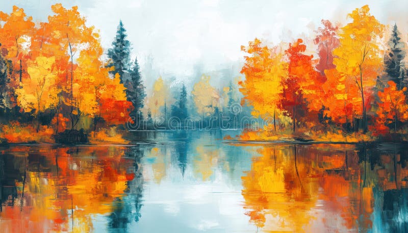 画布上的半抽象油画景观库存照片. 图片包括有绿色, 绘画, 附庸风雅