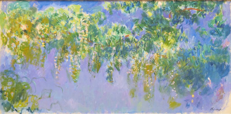 Wisteria, Etude de glycine, 1905 painting by French painter Claude Monet, from the Museum of Art and History, Dreux, France. Impressionist paint, oil on canvas. Work of art, impressionism, 20th century. Wisteria, Etude de glycine, 1905 painting by French painter Claude Monet, from the Museum of Art and History, Dreux, France. Impressionist paint, oil on canvas. Work of art, impressionism, 20th century.