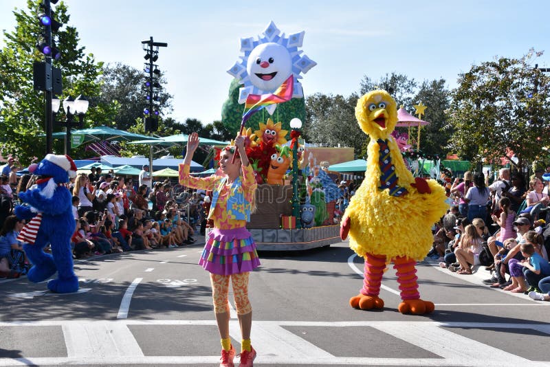 Sesame Street Christmas Parade at Sesame Street Land at SeaWorld Orlando in Florida USA. Sesame Street Christmas Parade at Sesame Street Land at SeaWorld Orlando in Florida USA