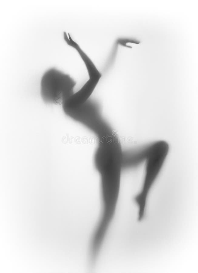 Human female body shape behind a diffuse glass surface. Human female body shape behind a diffuse glass surface.