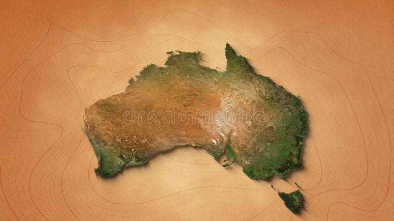 一幅真实的澳大利亚地图. 褐色复古色背景
