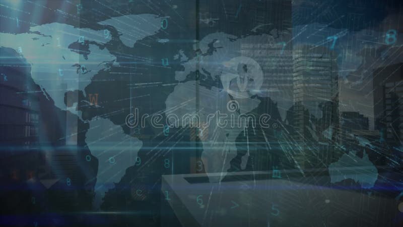 一张世界地图,上面有城市建筑上的连接网络 向量例证