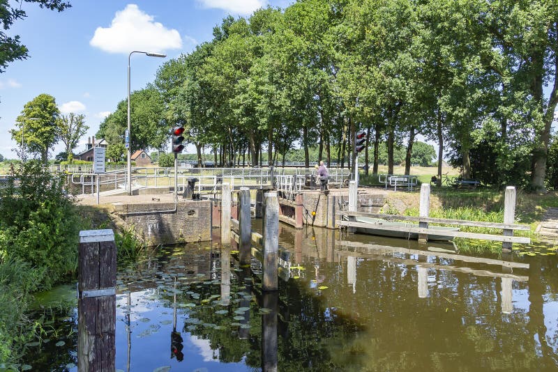 一把小锁在河Vecht 图库摄影 一把小锁在河Vecht 图库摄影
