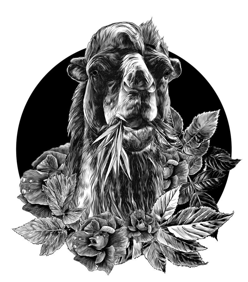 一种以花、玫瑰叶组合的嘴草驼头 库存例证