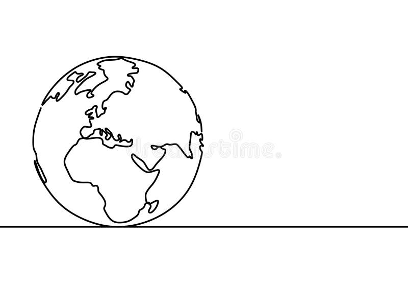一线型世界地球地球连续的设计 在白色背景的简单的现代minimalistic样式传染媒介例证 库存例证 一线型世界地球地球连续的设计 在白色背景的简单的现代minimalistic样式传染媒介例证 库存例证