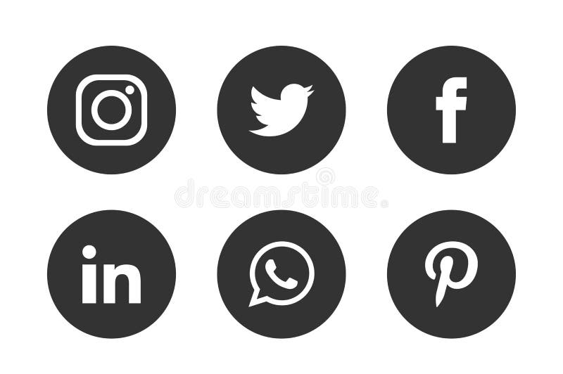 一组流行社交媒体标识图标Instagram Facebook Twitter Youtube WhatsApp兴趣链接元素矢量图 库存例证