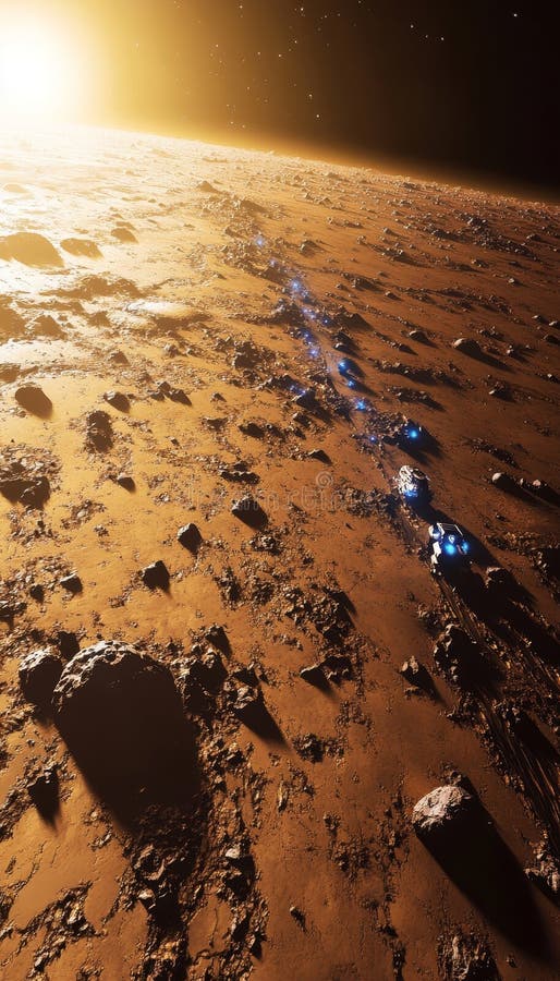 一艘逼真的宇宙飞船穿越小行星带 皇族释放例证