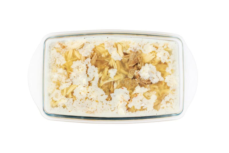 一道玻璃菜，用一层脂肪特写的顶视肉做成的野猪肉和猪肉 免版税图库摄影