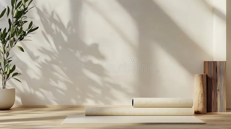 一间白色的房间，有大株植物和白色地毯 免版税库存图片
