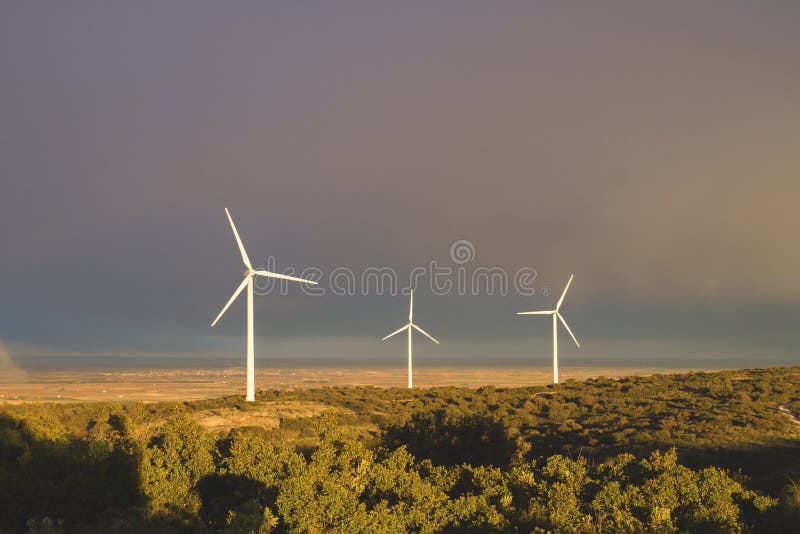 Wind turbines generating clean renewable energy. Wind turbines generating clean renewable energy