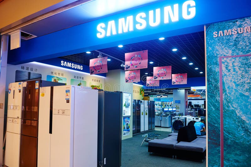 Samsung household electric appliances store in a shopping mall,China,Asia. Samsung household electric appliances store in a shopping mall,China,Asia