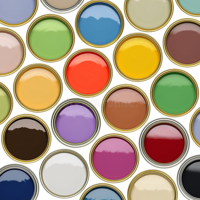 selection of paint tin cans showing many different colors of paint. selection of paint tin cans showing many different colors of paint