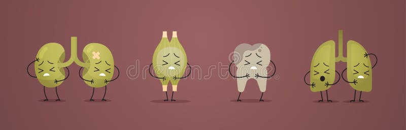 不健康解剖吉祥物肾脏肌肉齿肺病损绿色字人体内脏解剖 皇族释放例证 不健康解剖吉祥物肾脏肌肉齿肺病损绿色字人体内脏解剖 皇族释放例证