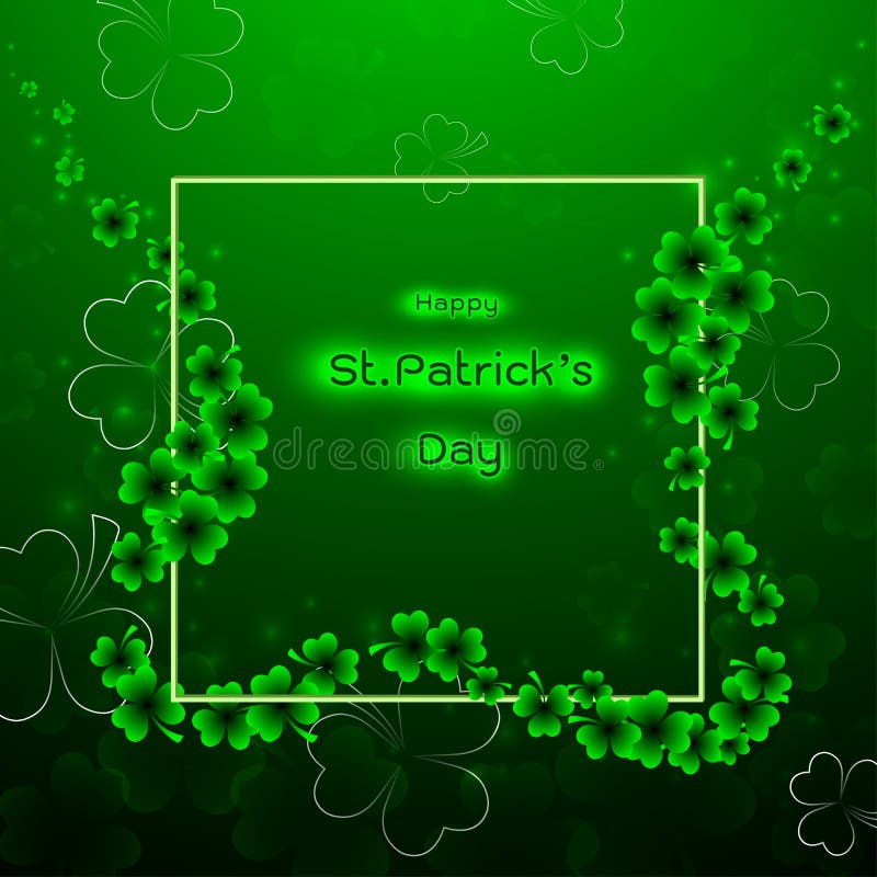 与三叶草的StPatrick的天在绿色背景,节日快乐、邀请或者贺卡的 向量例证 与三叶草的StPatrick的天在绿色背景,节日快乐、邀请或者贺卡的 向量例证