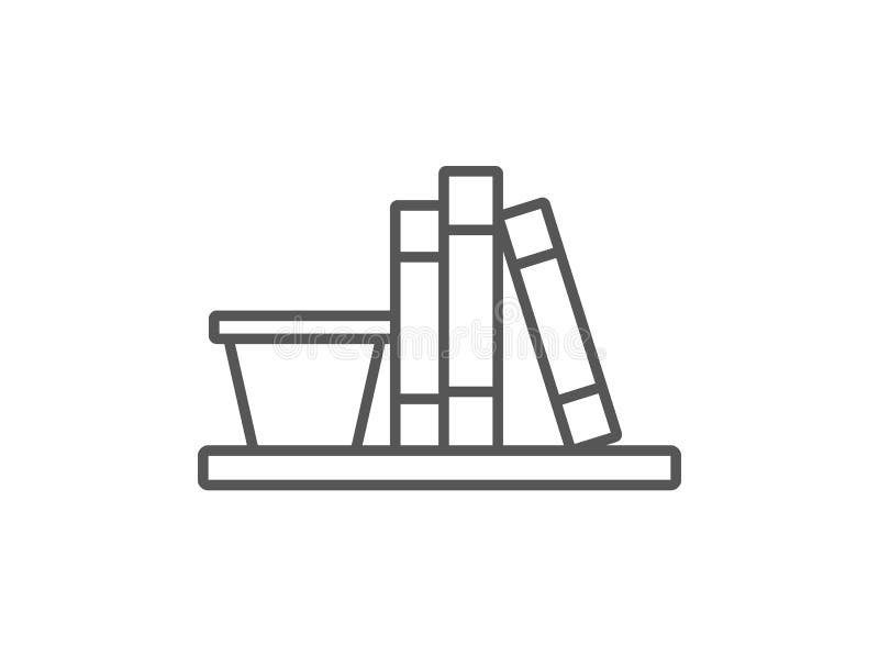 Shelf with books isolated icon in linear style. Bedroom furniture element, house interior decoration vector illustration. Shelf with books isolated icon in linear style. Bedroom furniture element, house interior decoration vector illustration.